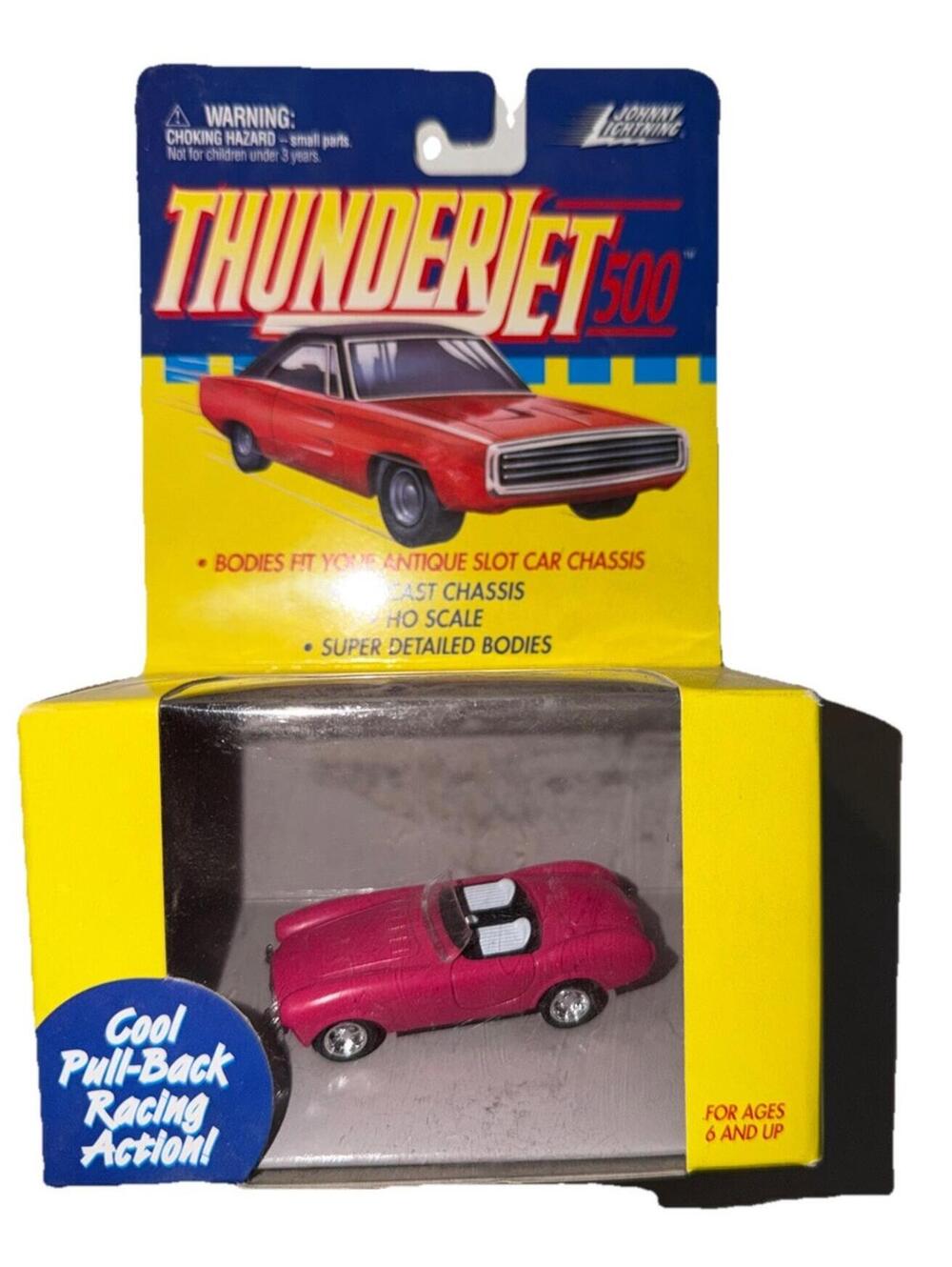 Johnny Lightning ThunderJet 500 Pink AC Cobra HO Scale Pull-Back Car 393-01 NEW